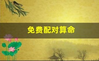 免费配对算命(免费测算配对) 免费配对算命(免费测算配对)
