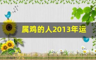 属鸡的人2013年运程大全及破解(属鸡的2013年虚岁多大了)